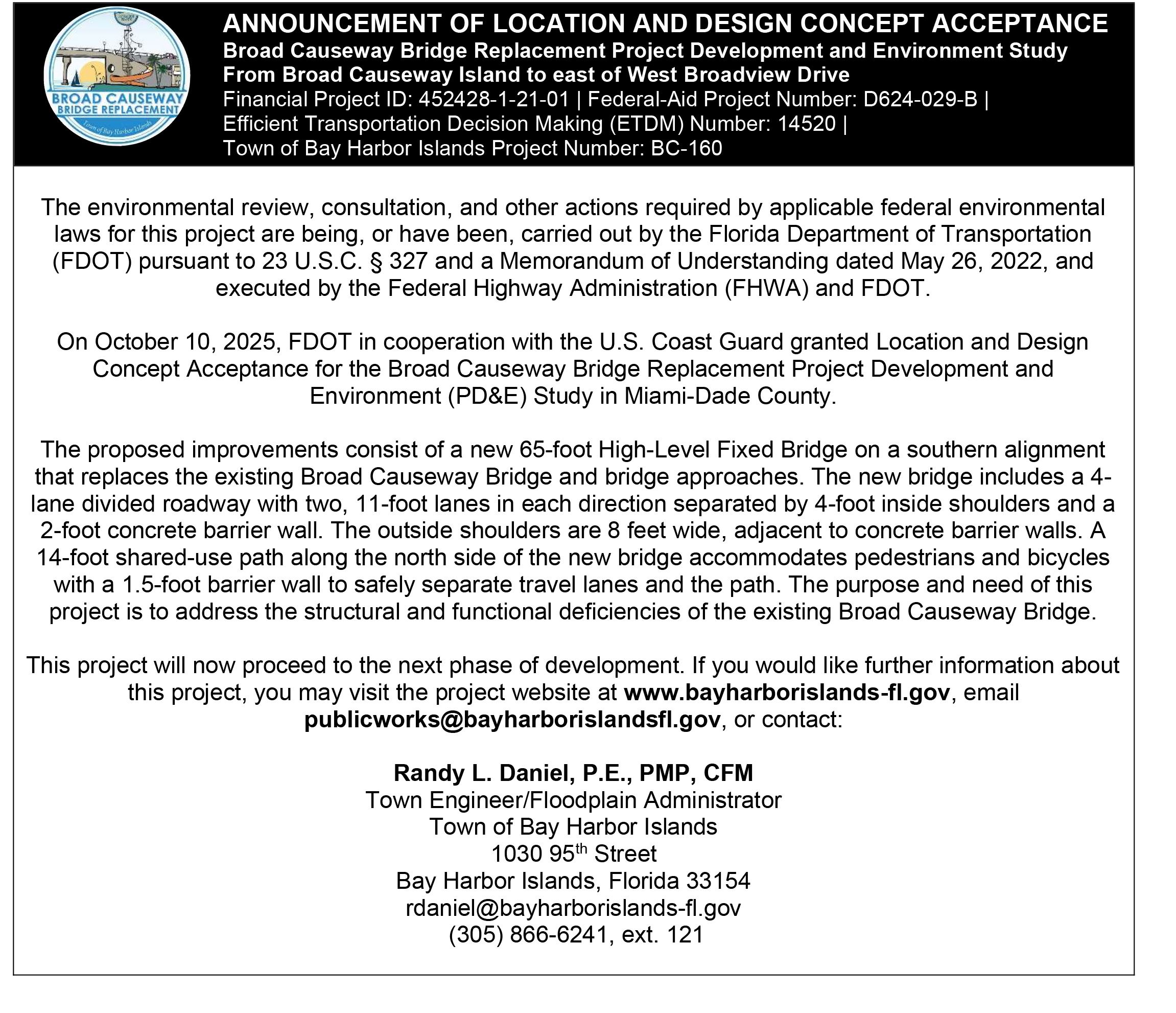 Broad Causeway Bridge LDCA Annoucement Final